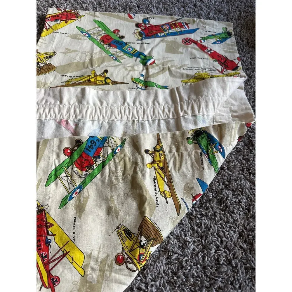 World War 1 WW1 Airplane Aircraft Canvas Curtain Panels & Valence Red Fabric